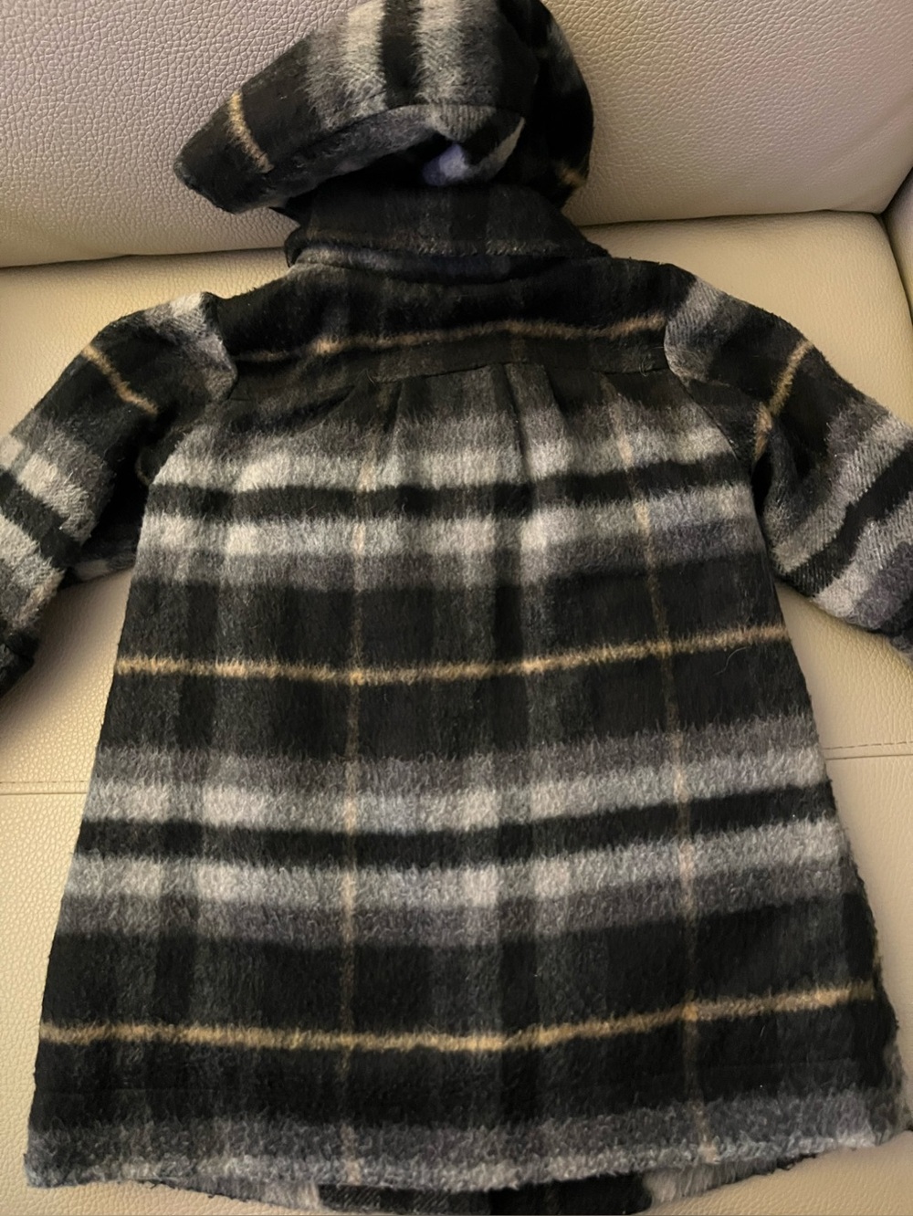 Vintage GAP Kids Plaid Pea Coat in Black, Gray and Cream Toddler 18-24 Months